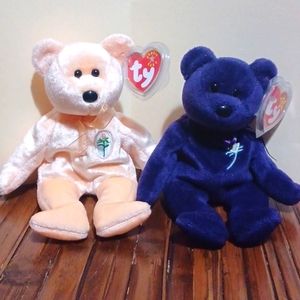 NWT set of 2 Ty Beanie Babies bears Dearest & Princess